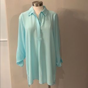 Pleione aqua tunic blouse